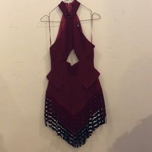 David Koma Halter cut out dress with fringe.